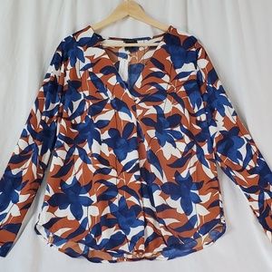 Ann Taylor Factory Floral Pleated Tunic Top XL NWT